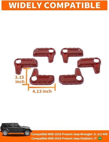 SavadiCar Red Carbon Livers Idavories - Latches Hardtop Cover Trim For 2018 -Present Jeep Wrangler JL Jlu 4xe & Gladiator JT - Premium Texture Interior Decorder Option in Kuwait