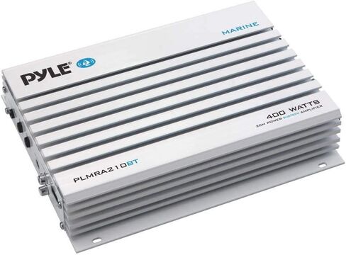 Pyle 2.1 Bluetooth Marine Amplifier Receiver - Waterproof 4 Channel Wireless Bridgeable Audio Amp for Stereo Speaker with 400W Power Dual MOSFET Supply, GAIN Level & LED Indicator, Black - PLMRA410BT in Kuwait