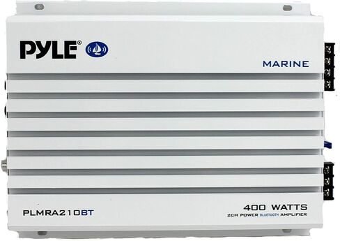 Pyle 2.1 Bluetooth Marine Amplifier Receiver - Waterproof 4 Channel Wireless Bridgeable Audio Amp for Stereo Speaker with 400W Power Dual MOSFET Supply, GAIN Level & LED Indicator, Black - PLMRA410BT in Kuwait