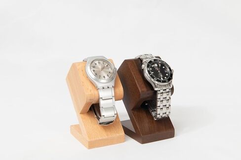 EVOLBER watch stand for 1, natural rare walnut&Japanese zelkova, wooden single watch display stand showcase (Walnut) in Saudi Arabia