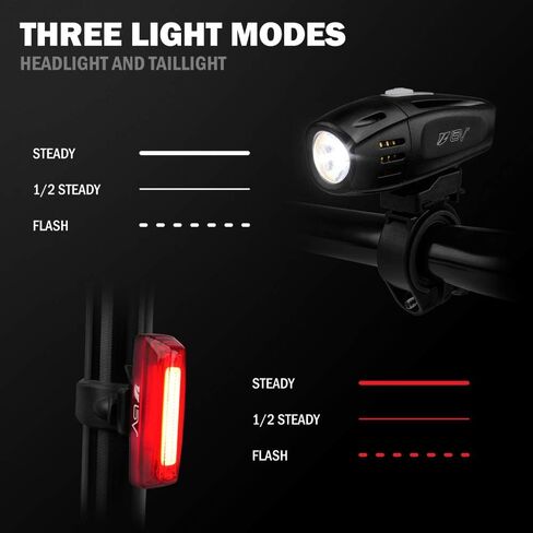 BV مجموعة مصابيح دراجة فائقة السطوع مكونة من 5 مصابيح LED امامية و3 مصابيح خلفية LED سريعة الفك in Kuwait