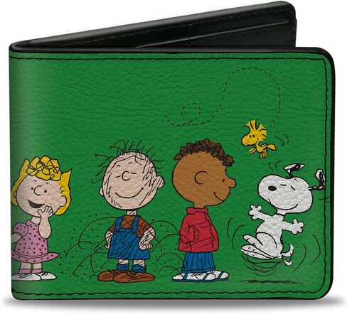 Buckle-Down Peanuts Worldwide LLC Wallet, Bifold, Peanuts Gang Group Pose Green, Vegan Leather in Saudi Arabia