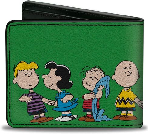 Buckle-Down Peanuts Worldwide LLC Wallet, Bifold, Peanuts Gang Group Pose Green, Vegan Leather in Saudi Arabia
