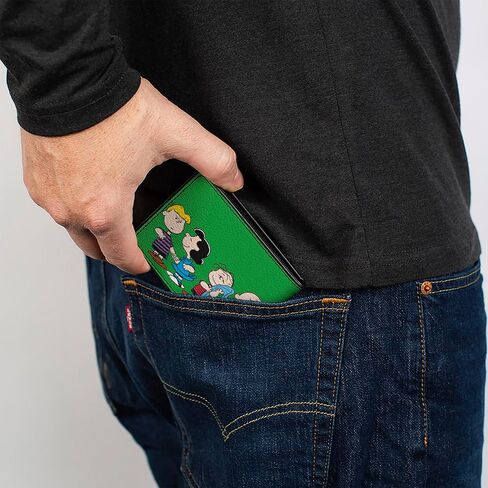 Buckle-Down Peanuts Worldwide LLC Wallet, Bifold, Peanuts Gang Group Pose Green, Vegan Leather in Saudi Arabia