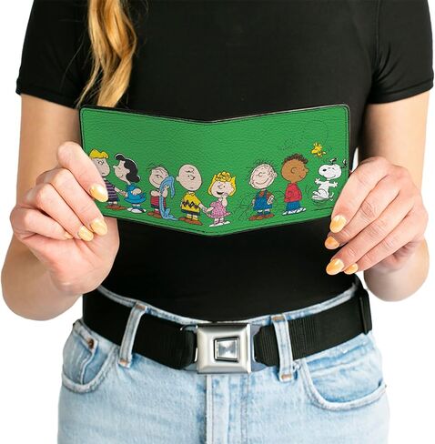 Buckle-Down Peanuts Worldwide LLC Wallet, Bifold, Peanuts Gang Group Pose Green, Vegan Leather in Saudi Arabia