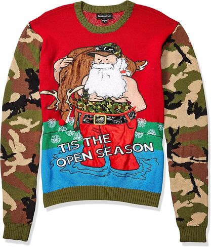 Blizzard Bay Men's Santa Bald Eagle Ride Sweater, Blue, XXL in Kuwait