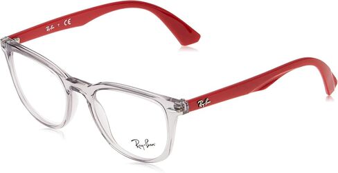 Ray-Ban Junior Kids' RY1601 Square Prescription Eyeglass Frames, Transparent Grey/Demo Lens, 48 mm in Saudi Arabia