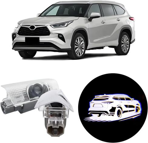 2 PCS LED Car Door Logo Lights Compatible for Highlander XU70 2020-present Courtesy Projector Laser Welcome Light Puddle Lamp Easy Installation Car Accessories (Water) in Saudi Arabia
