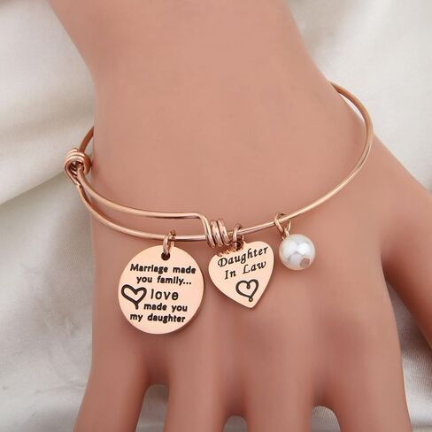 bobauna Daughter in Law Gift Daughter Adjustable Wire Bangle Bracelet Keychain in Saudi Arabia