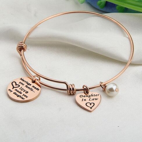 bobauna Daughter in Law Gift Daughter Adjustable Wire Bangle Bracelet Keychain in Saudi Arabia