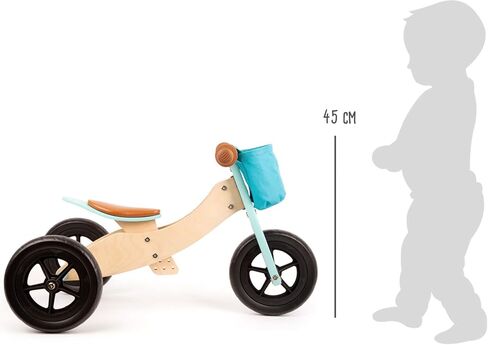 لعبة 11609 Trike Maxi 2 في 1 Türkis aus Holz، DREI Laufrad, verstellbarer Sitz und gummierte Reifen Toys, تركواز in Kuwait