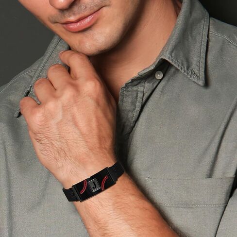 هدايا عيد الأب هدايا البيسبول السوار الأولي الأسود/الشظية/الذهب الفولاذ المقاوم للصدأ A-Z سحر الأسوار القابلة للتعديل معصم الهدايا البيسبول لعشاق فريق اللاعبين in Kuwait