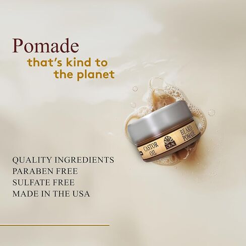 MEN Castor Oil Beard and Hair Pomade For Styling Hair And Beard,All Day Hold, For A Sleek Defined Look Silicone,Paraben Free For All Hair Types and Textures Made in USA 4oz in Saudi Arabia