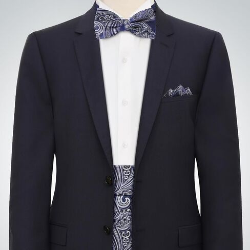 Paisley Cummerbund and Bow Tie Set Adjustable Formal Men's Cumberbund Tuxedo Bowtie Cufflinks Set & Pocket Squares in Saudi Arabia
