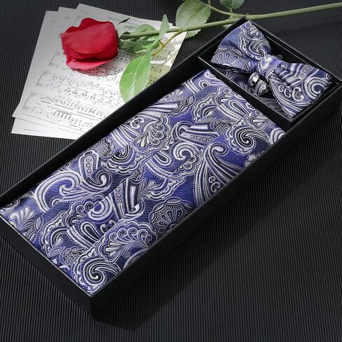Paisley Cummerbund and Bow Tie Set Adjustable Formal Men's Cumberbund Tuxedo Bowtie Cufflinks Set & Pocket Squares in Saudi Arabia