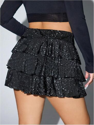 MakeMeChic Women's Plus Size Cheetah Print Short Skirt Ruffle Tiered A Line Y2K Mini Skirts in Saudi Arabia