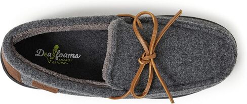 Dearfoams mens Woodstock Energy Return Comfort Indoor/Outdoor Memory Foam Moccasin With Tie in Saudi Arabia