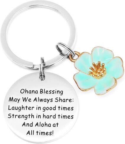 Jewelry Ohana Keychain Hawaiian Flower Keychain Blessing Gifts Hibiscus Charm Keychain Hawaiian Ohana Jewelry Gift for Family Hawaii Gifts for Women Ohana Jewelry Stainless-steel in Saudi Arabia