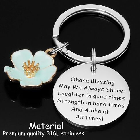 Jewelry Ohana Keychain Hawaiian Flower Keychain Blessing Gifts Hibiscus Charm Keychain Hawaiian Ohana Jewelry Gift for Family Hawaii Gifts for Women Ohana Jewelry Stainless-steel in Saudi Arabia