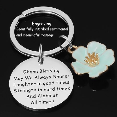 Jewelry Ohana Keychain Hawaiian Flower Keychain Blessing Gifts Hibiscus Charm Keychain Hawaiian Ohana Jewelry Gift for Family Hawaii Gifts for Women Ohana Jewelry Stainless-steel in Saudi Arabia