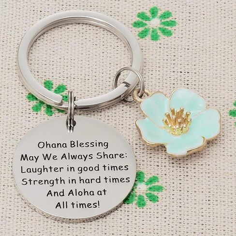 Jewelry Ohana Keychain Hawaiian Flower Keychain Blessing Gifts Hibiscus Charm Keychain Hawaiian Ohana Jewelry Gift for Family Hawaii Gifts for Women Ohana Jewelry Stainless-steel in Saudi Arabia