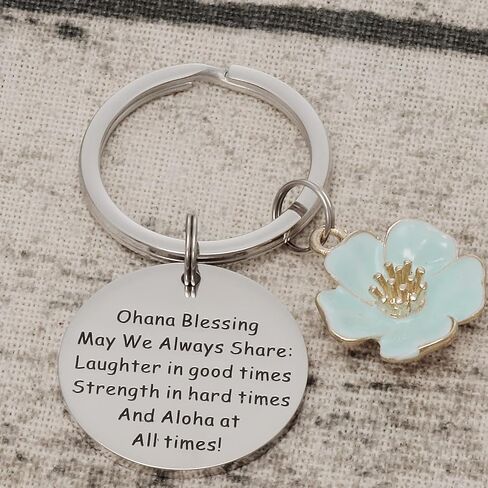 Jewelry Ohana Keychain Hawaiian Flower Keychain Blessing Gifts Hibiscus Charm Keychain Hawaiian Ohana Jewelry Gift for Family Hawaii Gifts for Women Ohana Jewelry Stainless-steel in Saudi Arabia