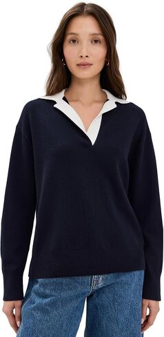 Vince Women's Contrast Collar Polo in Saudi Arabia