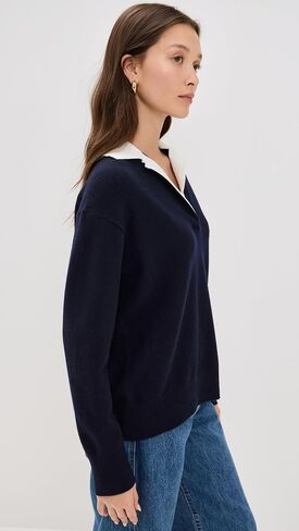 Vince Women's Contrast Collar Polo in Saudi Arabia