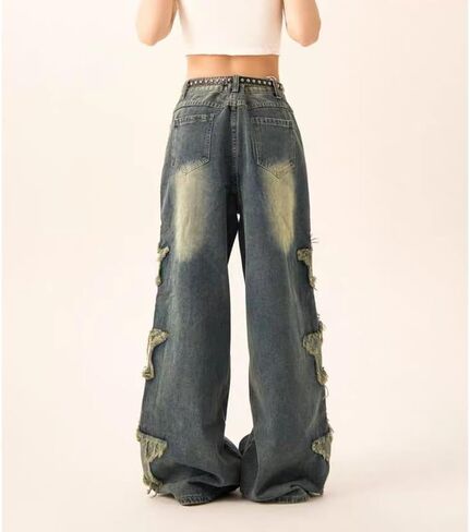 Star Jeans for Women Girls Baggy Cute Patchwork Denim Pants Y2k High Waisted Jeans Grunge Aesthetic Clothes in Saudi Arabia