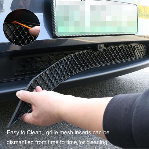 Fit 2025 New Model Y Juniper Accessories Front Grill Mesh Grille Grid Inserts Air Inlet Vent Grille Cover Replacement with Removable Mesh (ABS Bright Black, Upgrade Detachable Version) in Kuwait