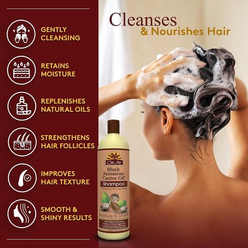 OKAY for Men | Shampoo Beard, Hair, Mustache Cleaner Wash with Castor Oil | Strengthen, Cleanse, Soften, Condition | For All Types and Textures | Free of Parabens, Silicones, Sulfates | 16 oz in Saudi Arabia