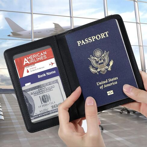 حامل جواز سفر مع اثنين من الأشياء الأمتعة أساسية السفر جواز السفر محفظة السفر RFID حظر الجلود حالة السفر الدولية in Saudi Arabia