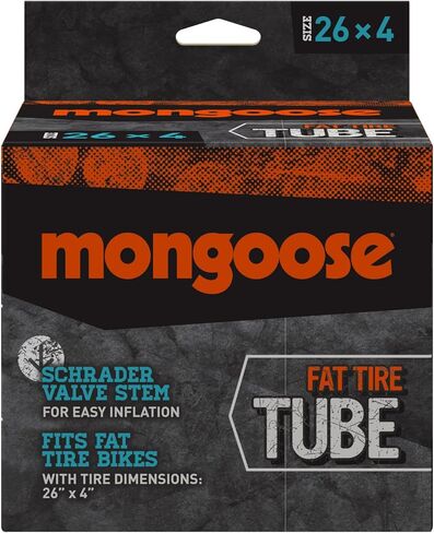 Mongoose Fat Tire Bike Tube, Schrader Valve, 26 x 4 inch , Black in Kuwait