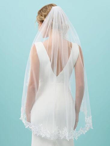 Bridal Veil 1 Tier Lace Wedding Veil With Metal Comb Veils for Women Wedding in Kuwait