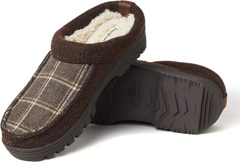 Dearfoams Men's Wyatt Woven Plaid and Microwool Clog Slipper in Saudi Arabia