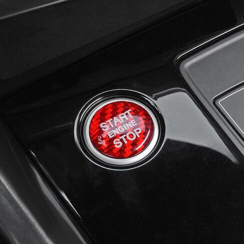محرك Betterhumz Car Engine Start Button ملصق متوافق مع Audi A3 8y S3 RS3 Sportback 2021-2025 مقبض ألياف الكربون الإكسسوارات الداخلية للضبط (أسود) in Kuwait
