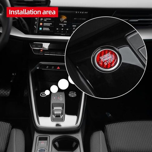 محرك Betterhumz Car Engine Start Button ملصق متوافق مع Audi A3 8y S3 RS3 Sportback 2021-2025 مقبض ألياف الكربون الإكسسوارات الداخلية للضبط (أسود) in Kuwait