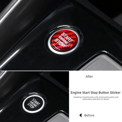 محرك Betterhumz Car Engine Start Button ملصق متوافق مع Audi A3 8y S3 RS3 Sportback 2021-2025 مقبض ألياف الكربون الإكسسوارات الداخلية للضبط (أسود) in Kuwait