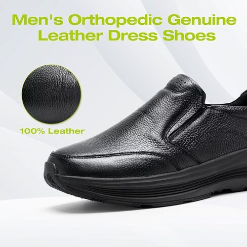 Men's Orthopedic Leather Dress Walking Shoes: Comfortable Orthotic Plantar Fasciitis Oxford Shoes with Arch Support, Flat Feet Casual Business Slip-On Loafers for Foot and Heel Pain Relief in Saudi Arabia