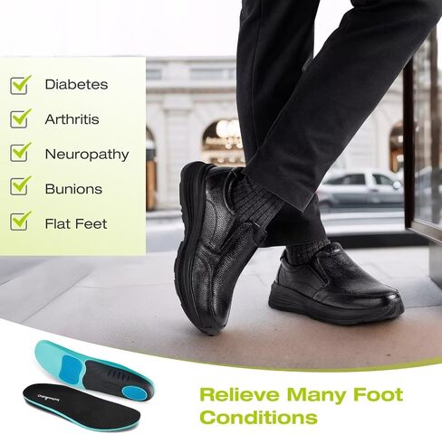 Men's Orthopedic Leather Dress Walking Shoes: Comfortable Orthotic Plantar Fasciitis Oxford Shoes with Arch Support, Flat Feet Casual Business Slip-On Loafers for Foot and Heel Pain Relief in Saudi Arabia
