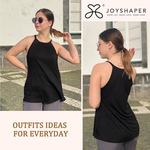 JOYSHAPER Women's Built in Bra Flowy Loose Fit Casual Halter Cami Tank Top in Saudi Arabia