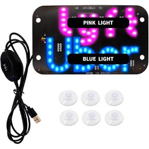 Led Light Signs for Car, Blue/Pink Bright Glow Led Signs as Bumper Sticker Sign for Windshield, with Suction Cups & USB Plug, Universal Car Accessories Suitable for All Cars