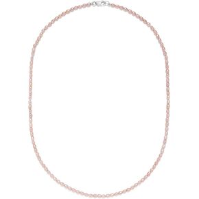 Freshwater Pink Rice-Shape Pearl Necklace with .925 Sterling Silver Lobster Clasp 16" 2-3mm