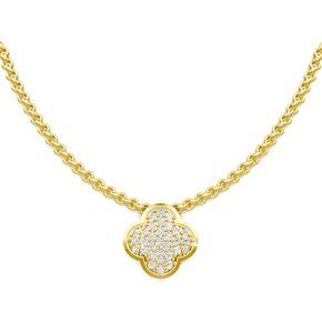 Zircon Clover Pendant Necklace - Hypoallergenic Trendy Diamond Women Jewelry Necklace Set - Jewelry Gifts for Wife - 18" Cable Chain with Lobster Clasp