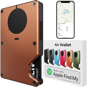 Air Wallet, Smart Wallet Imbed with Tracker, FindMy Compatible (iOS only), RFID Blocking Credit Card Holder Money Clip, Anti Lost Slim Wallet Locator, Ideal Minimalist Gifts of Men (Orange)