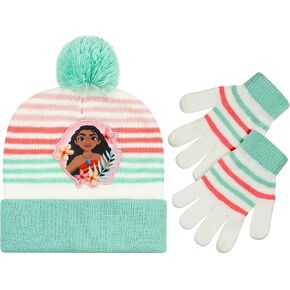 Disney Moana Girls Beanie Winter Hat and Mittens Cold Weather Set, Age 4-7 years