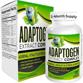 2-Month ADAPTOGEN Blend (All-in-1) Supplement | Synergistic Formula with 9 Herbal Extracts | Energizing Adaptogen Supplements | Natural Adaptogenic Complex | Bulk Savings 60-Day Supply | 120 Capsules
