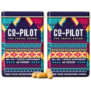 Supplement 2 Pack: Jet Lag Prevention + Ashwagandha, Rhodiola, D3+ for Immune Support, Energy, Digestive Health | Airplane Travel Essentials Multivitamin | Vegan | 120 Count