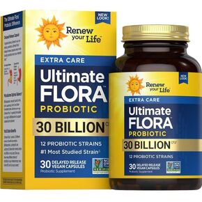 Ultimate Flora Probiotics 30 Billion CFU Delayed Release Vegan Capsules | Extra Care | Digestive Health | Immune Health | Dairy Free | 30 Count