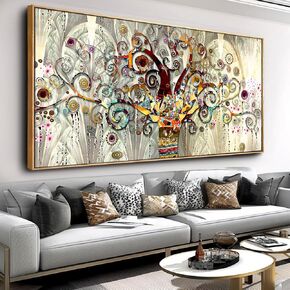 Wall Art Abstract Art Paintings Tree of Life Posters Prints Landscape Picture Colorful Modern Canvas Painting for Living Room Bedroom Office Large Decor 20"x40" with Framed